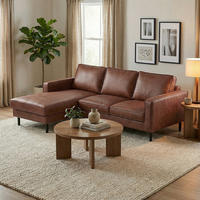 ECKSOFA  in Echtleder Braun  - Schwarz/Braun, Design, Leder/Metall (166/238cm) - Livetastic