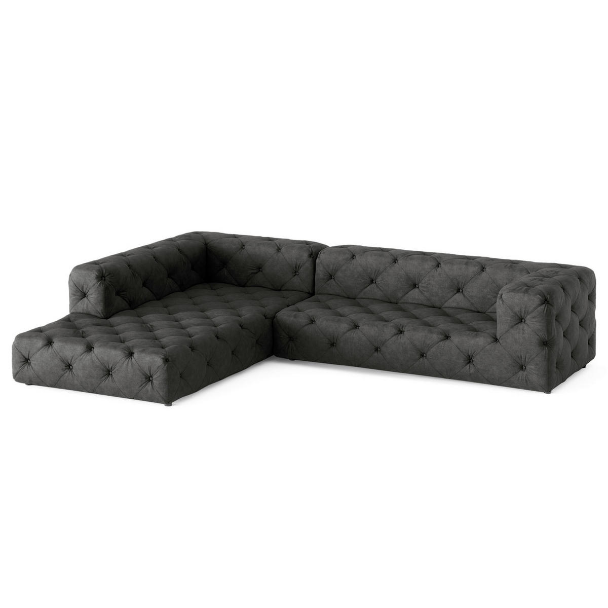 ECKSOFA Fresco in Mikrofaser Anthrazit  228/325 cm  - Anthrazit/Schwarz, Design, Kunststoff/Textil (228/325cm) - P & B