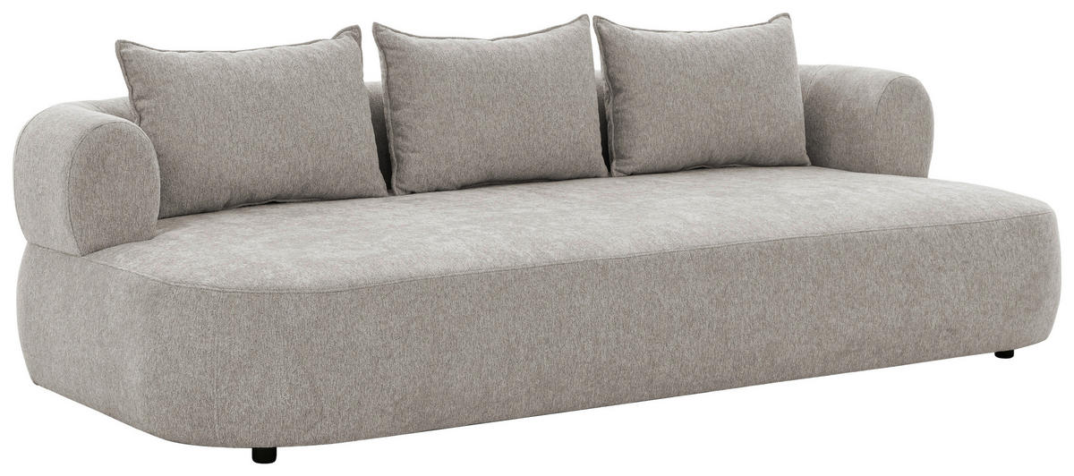 BIGSOFA in Chenille Hellgrau  - Hellgrau/Schwarz, Design, Kunststoff/Textil (240/76/122cm) - Livetastic