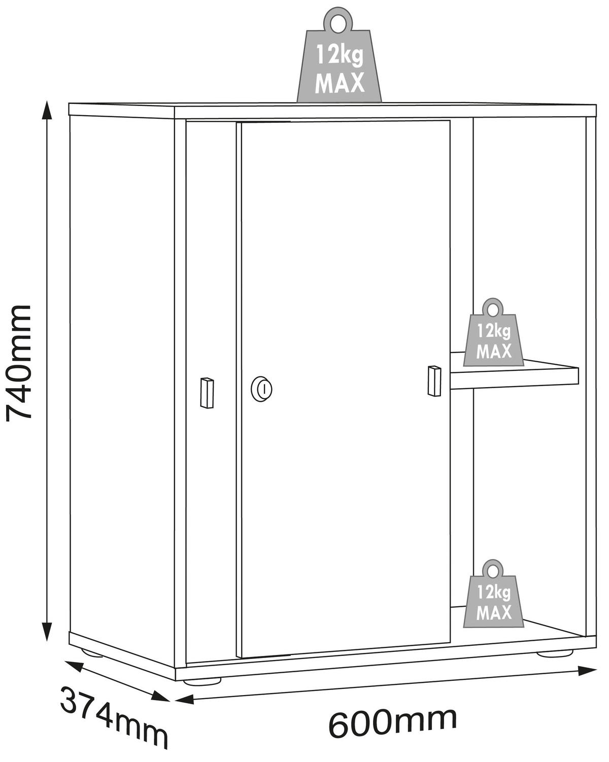 AKTENSCHRANK 60/74/37 cm  - Honigeiche/Anthrazit, Design, Holzwerkstoff (60/74/37cm) - MID.YOU