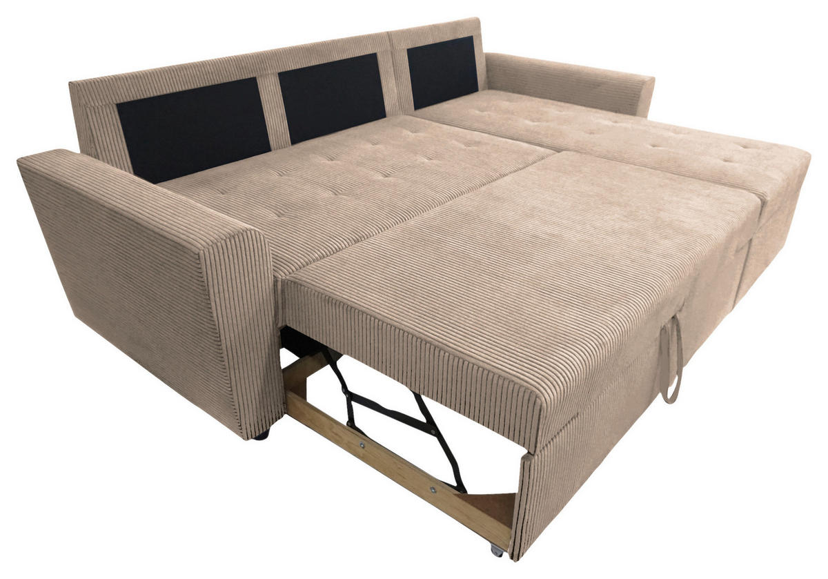 ECKSOFA TERMOLI in Cord Taupe  231/155 cm  - Taupe/Schwarz, Design, Kunststoff/Textil (231/155cm) - MID.YOU