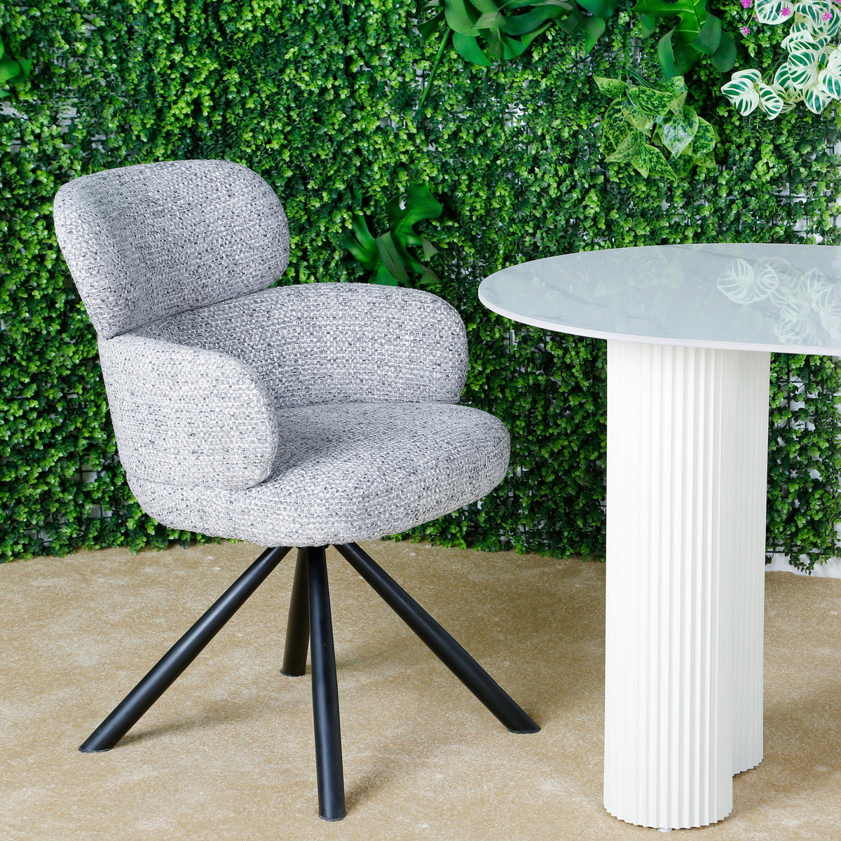 ARMLEHNSTUHL  in Eisen Webstoff  - Hellgrau/Schwarz, MODERN, Textil/Metall (60/84/64cm) - MID.YOU