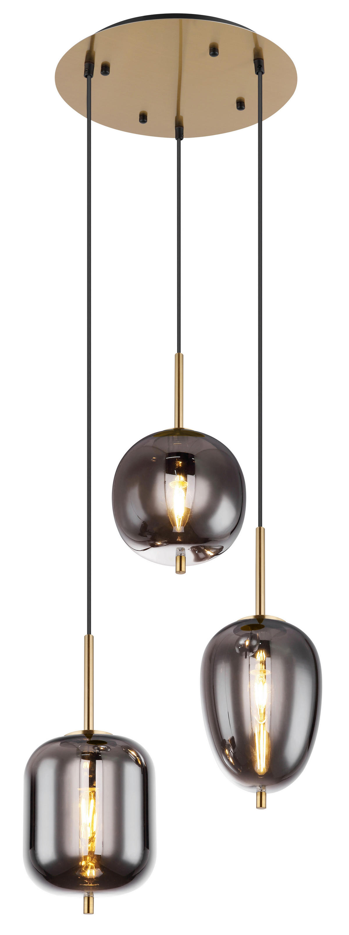 HÄNGELEUCHTE 46/120 cm   - Messingfarben, Design, Glas/Metall (46/120cm) - Globo