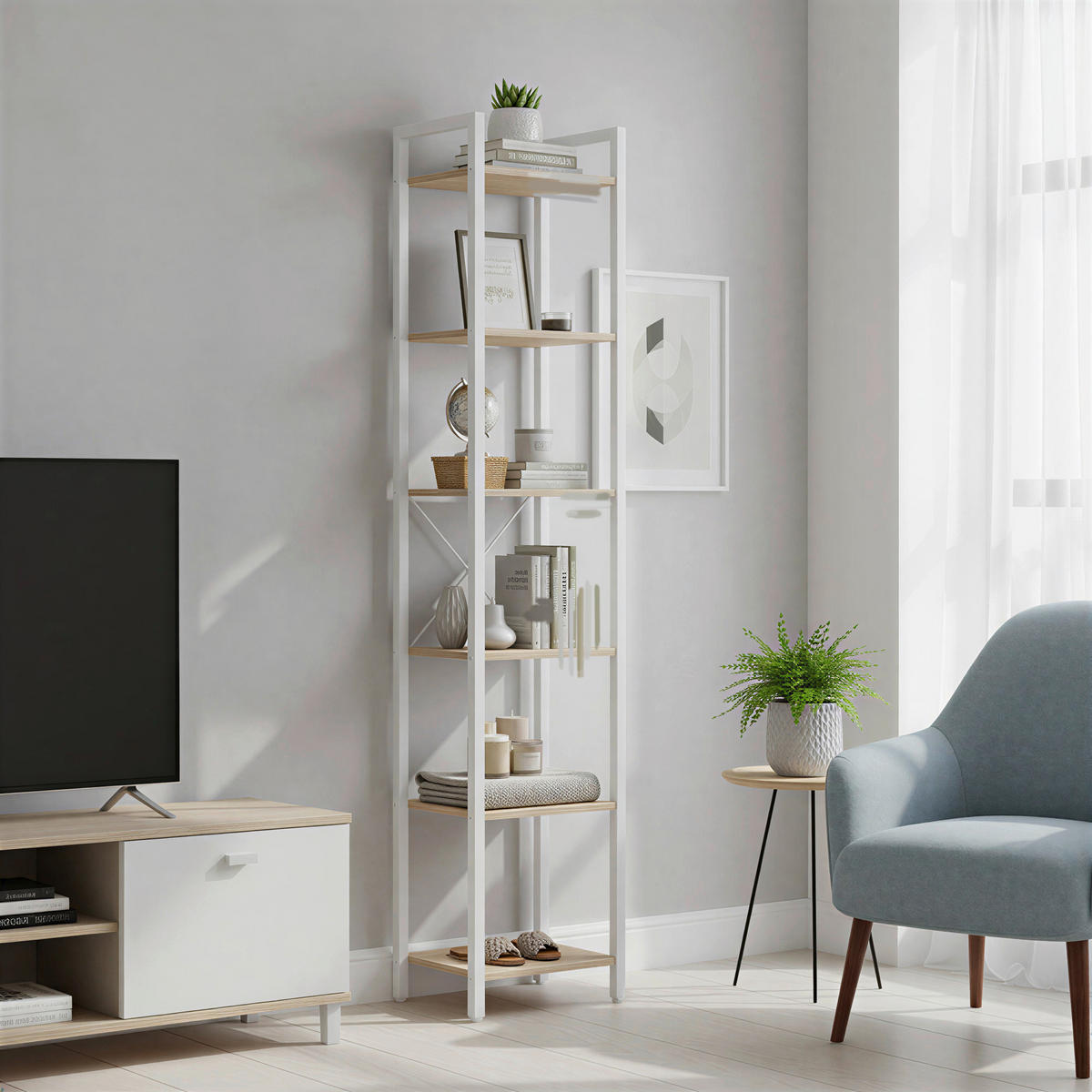 REGAL Weiß, Beige  - Beige/Weiß, Trend, Holzwerkstoff/Metall (40/186/30cm) - Boxxx