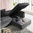 ECKSOFA in Cord Anthrazit  - Anthrazit/Schwarz, Design, Kunststoff/Textil (259/174cm) - Cantus