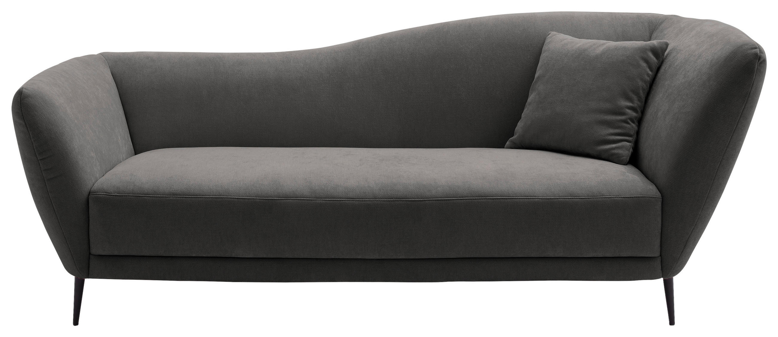 RÉCAMIERE Anthrazit Chenille Zierkissen, Rücken echt  - Anthrazit/Schwarz, KONVENTIONELL, Textil/Metall (224/70/97cm) - Hom`in