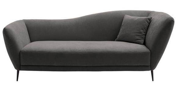 RÉCAMIERE Anthrazit Chenille Zierkissen, Rücken echt  - Anthrazit/Schwarz, KONVENTIONELL, Textil/Metall (224/70/97cm) - Hom`in