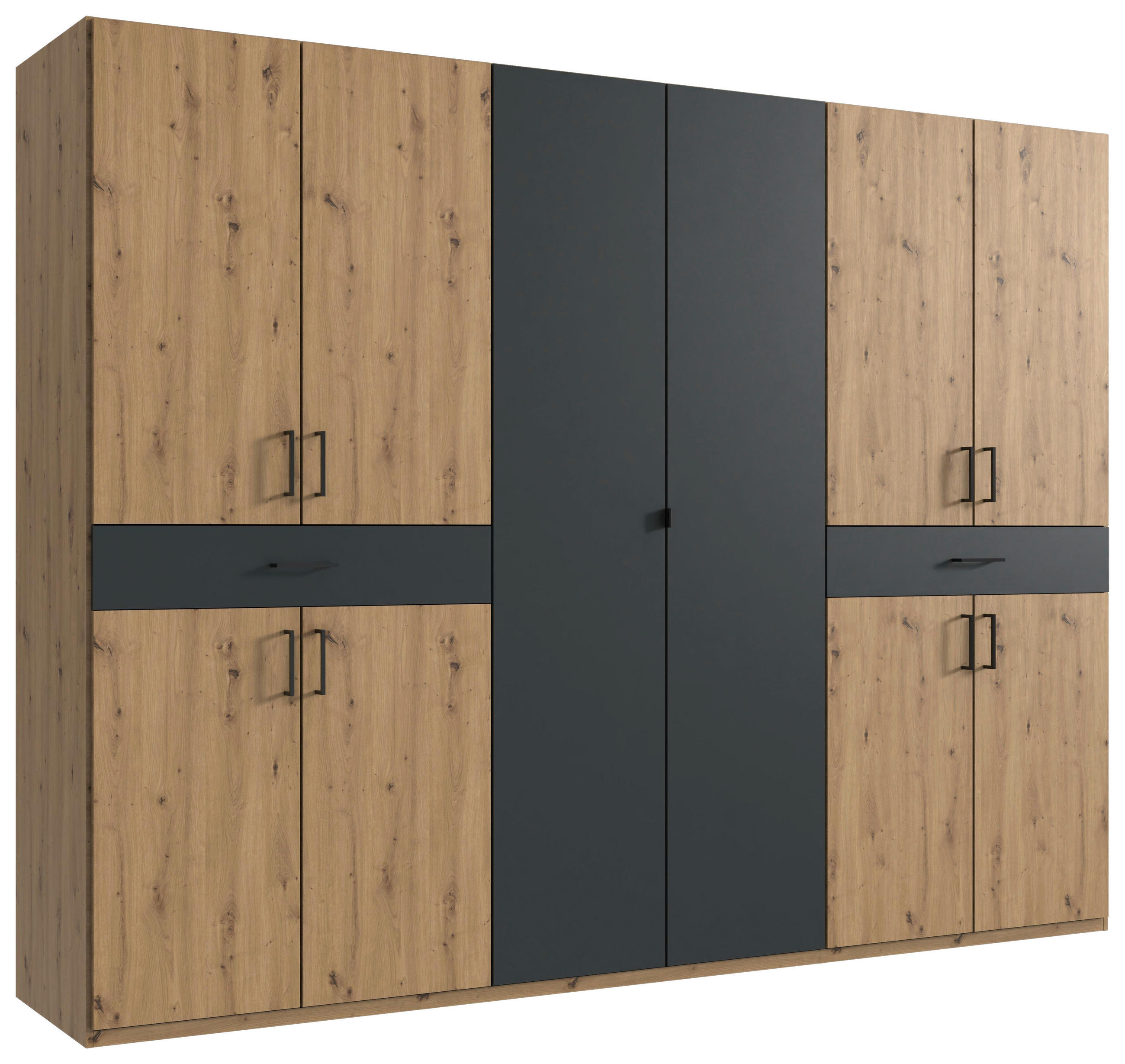 DREHTÜRENSCHRANK in Graphitfarben, Eiche Artisan  - Schwarz/Graphitfarben, Konventionell, Holzwerkstoff/Kunststoff (270/208/58cm) - Carryhome
