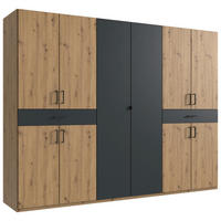 DREHTÜRENSCHRANK in Graphitfarben, Eiche Artisan  - Schwarz/Graphitfarben, Konventionell, Holzwerkstoff/Kunststoff (270/208/58cm) - Carryhome