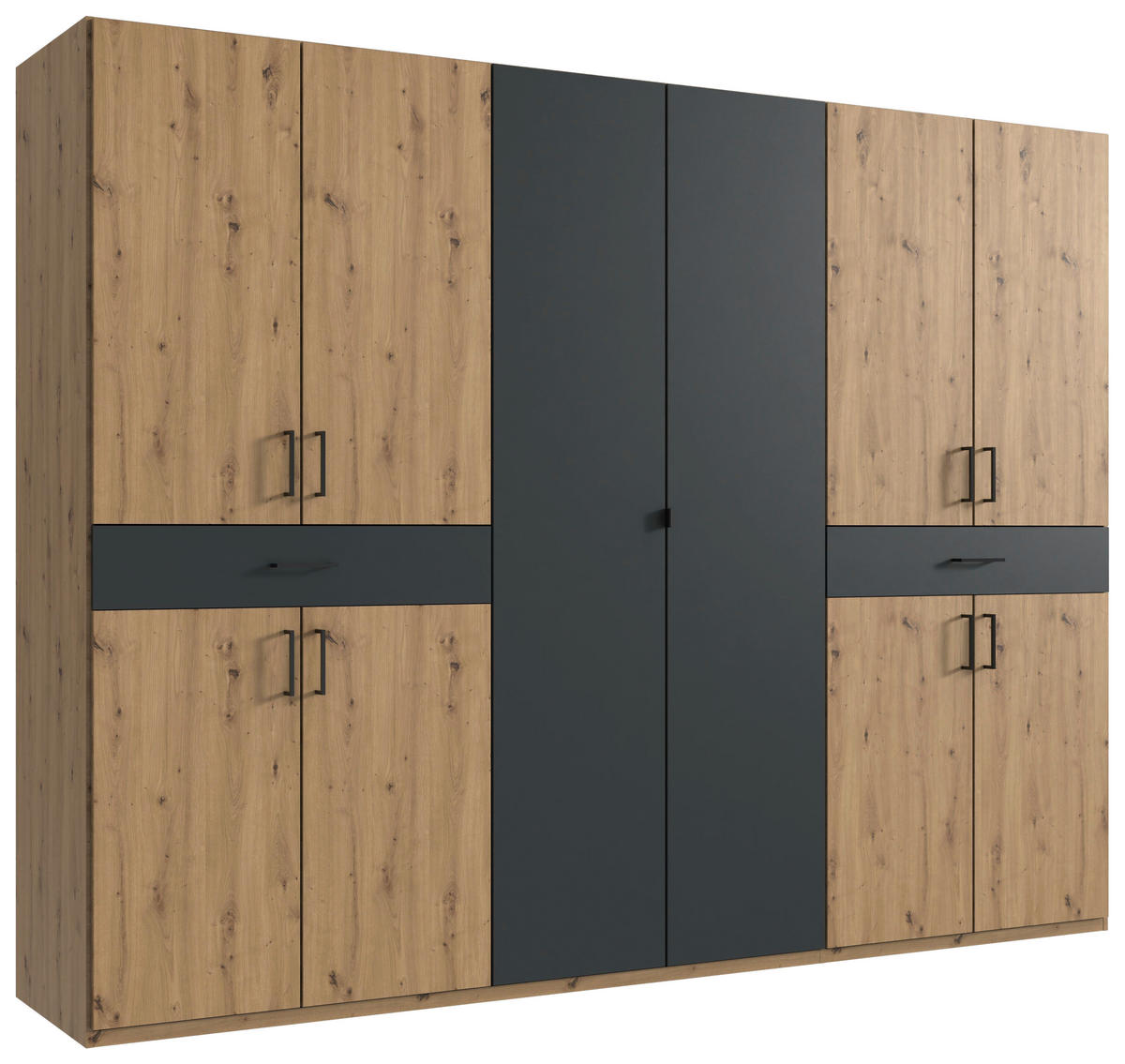 DREHTÜRENSCHRANK in Graphitfarben, Eiche Artisan  - Schwarz/Graphitfarben, Konventionell, Holzwerkstoff/Kunststoff (270/208/58cm) - Carryhome