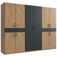 DREHTÜRENSCHRANK  in Graphitfarben, Eiche Artisan  - Schwarz/Graphitfarben, KONVENTIONELL, Holzwerkstoff/Kunststoff (270/208/58cm) - Carryhome