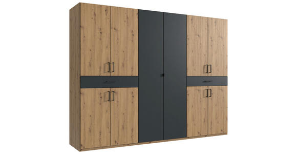 DREHTÜRENSCHRANK  in Graphitfarben, Eiche Artisan  - Schwarz/Graphitfarben, KONVENTIONELL, Holzwerkstoff/Kunststoff (270/208/58cm) - Carryhome