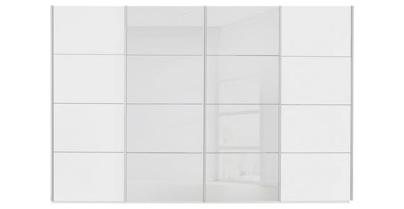 SCHWEBETÜRENSCHRANK 316/235/68 cm 4-türig Weiß - Chromfarben/Weiß, KONVENTIONELL, Glas/Holzwerkstoff (316/235/68cm) - Novel