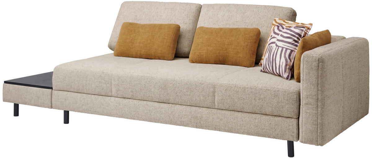 LIEGE Webstoff Creme  - Eiche dunkel/Creme, Design, Holz/Textil (210/84/130cm) - Joka