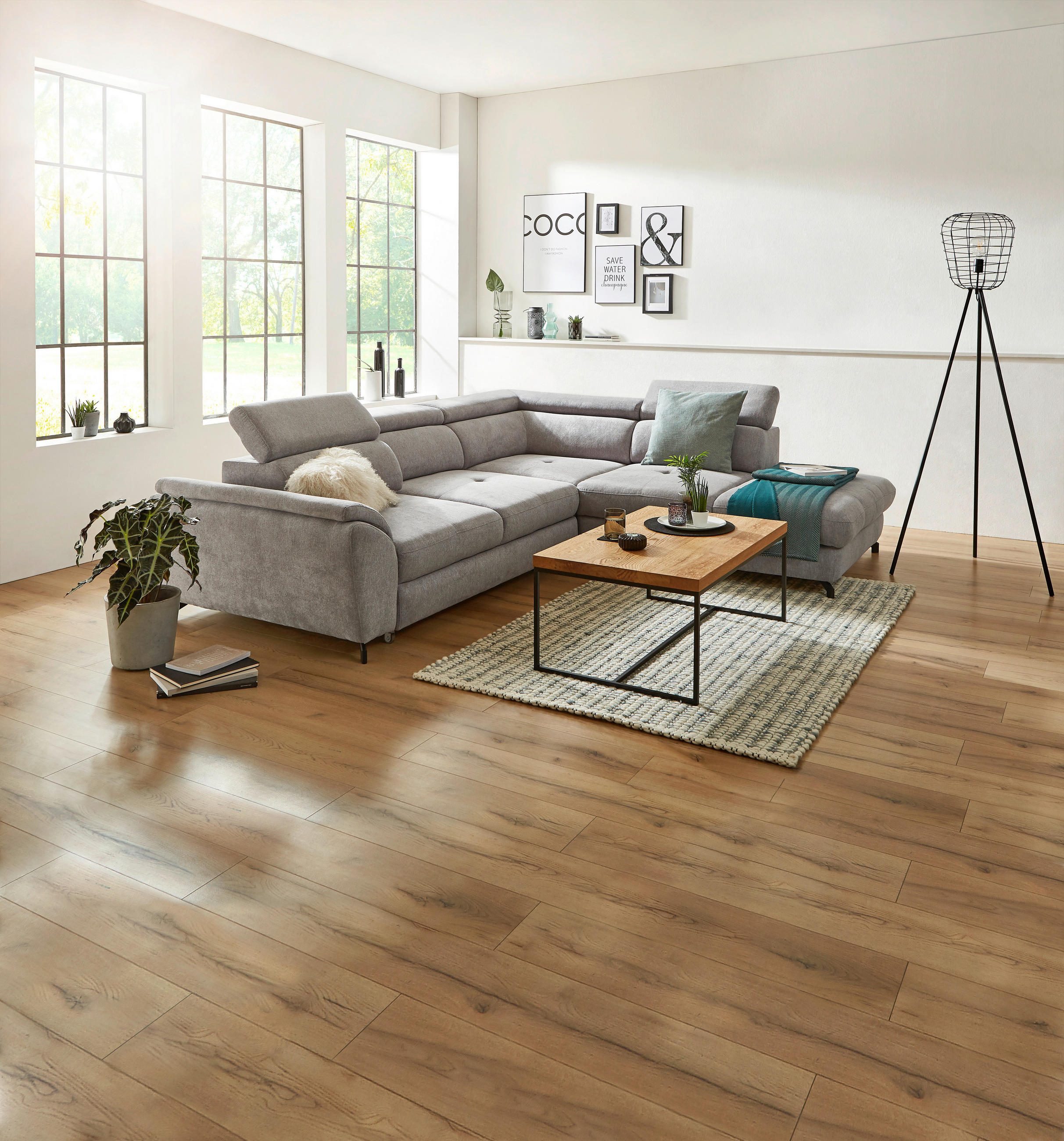 ROHOVÁ SEDAČKA, textil, šedá - šedá/černá, Design, kov/textil (277/237cm) - Stylife