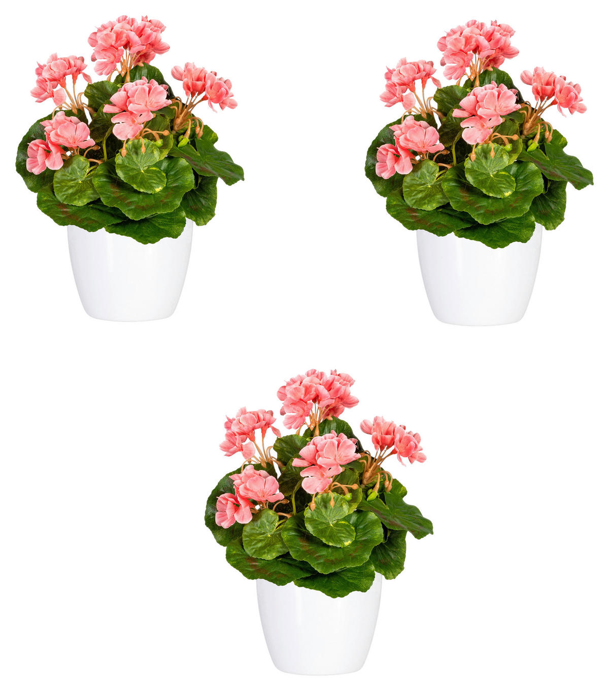 KUNSTPFLANZE Geranie 24 cm  - Rosa/Weiß, Design, Keramik/Kunststoff (24cm) - P & B