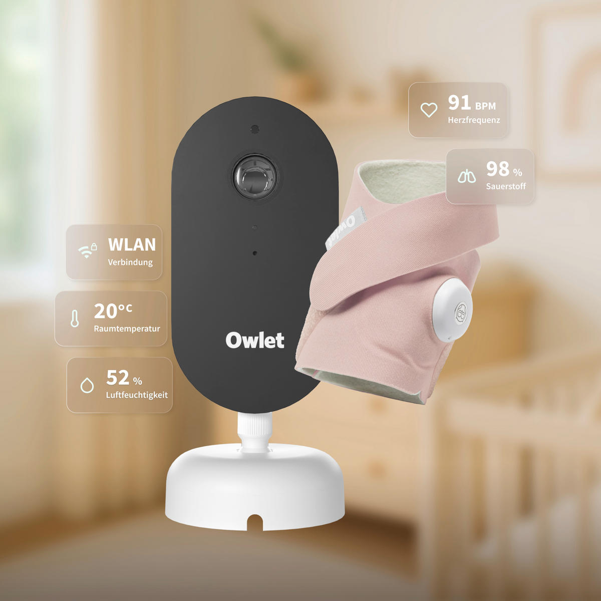 BABYPHONE - Altrosa, Basics, Textil (5,5/13cm) - Owlet