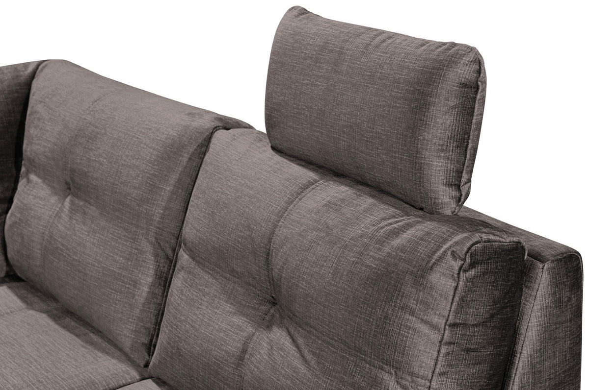 WOHNLANDSCHAFT Graubraun Mikrovelours  - Graubraun/Schwarz, KONVENTIONELL, Kunststoff/Textil (127/334/217cm) - Carryhome
