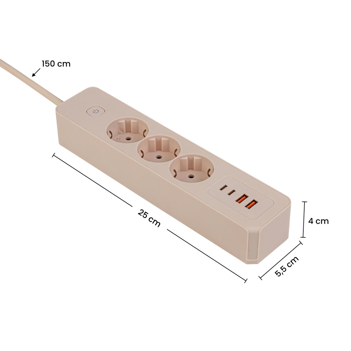 STECKDOSENLEISTE - Roségold, Basics, Kunststoff/Metall (24/5,5/4cm) - Mican
