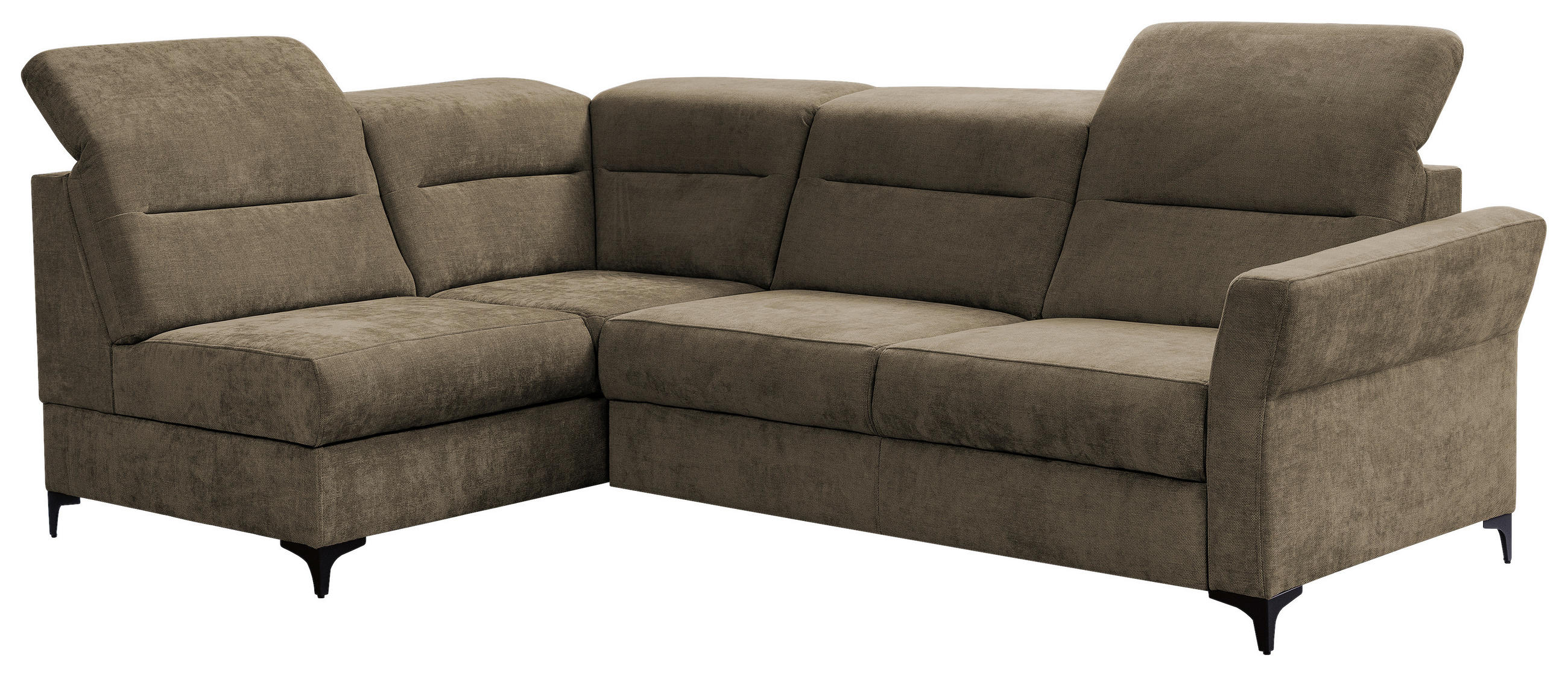 Ecksofa inkl. Funktionen Braun Webstoff  - Schwarz/Braun, KONVENTIONELL, Textil/Metall (177/272cm) - Stylife