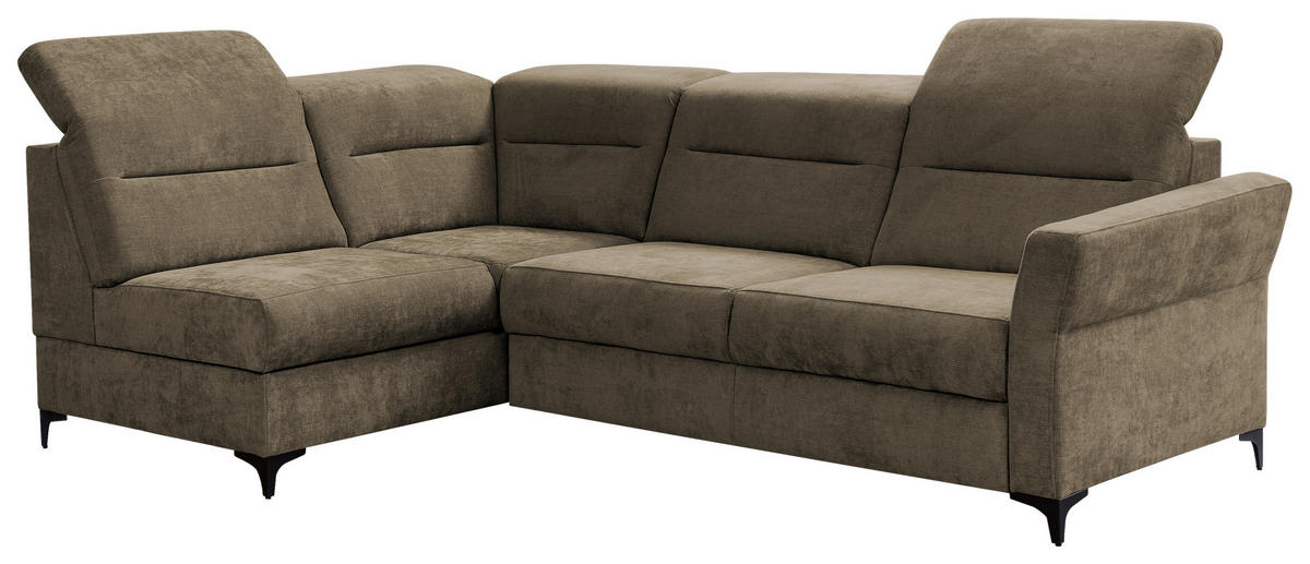 Ecksofa inkl. Funktionen Braun Webstoff  - Schwarz/Braun, KONVENTIONELL, Textil/Metall (177/272cm) - Stylife