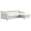 ECKSOFA Weiß Echtleder  - Chromfarben/Weiß, Design, Leder/Metall (227/168cm) - Livetastic