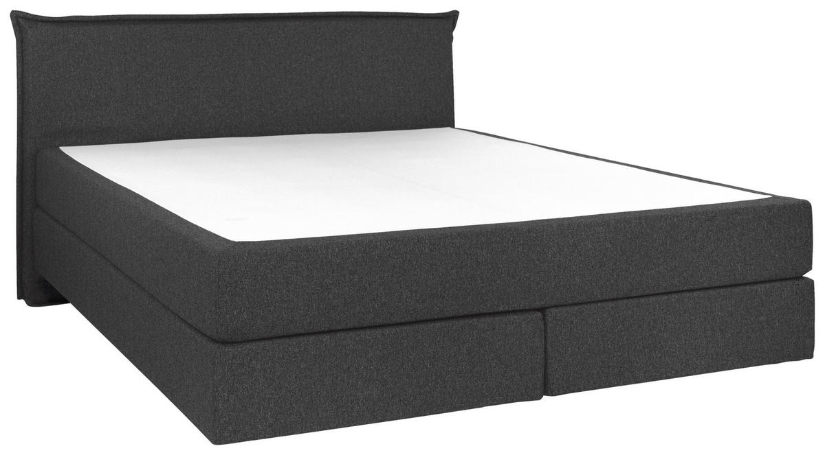 BOXSPRINGBETT 180/200 cm,  in Anthrazit, Matratze, gepolstertes Kopfteil, Topper, H3 + H3 = fest  - Anthrazit/Schwarz, Trend, Textil (180/200cm) - Chameo