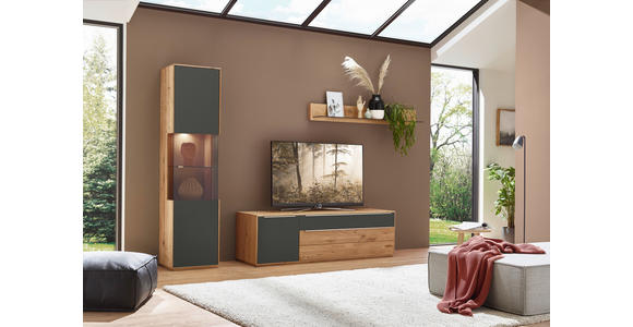 LOWBOARD  in 182/54/50 cm  - Eichefarben/Silberfarben, Design, Glas/Holz (182/54/50cm) - Waldwelt