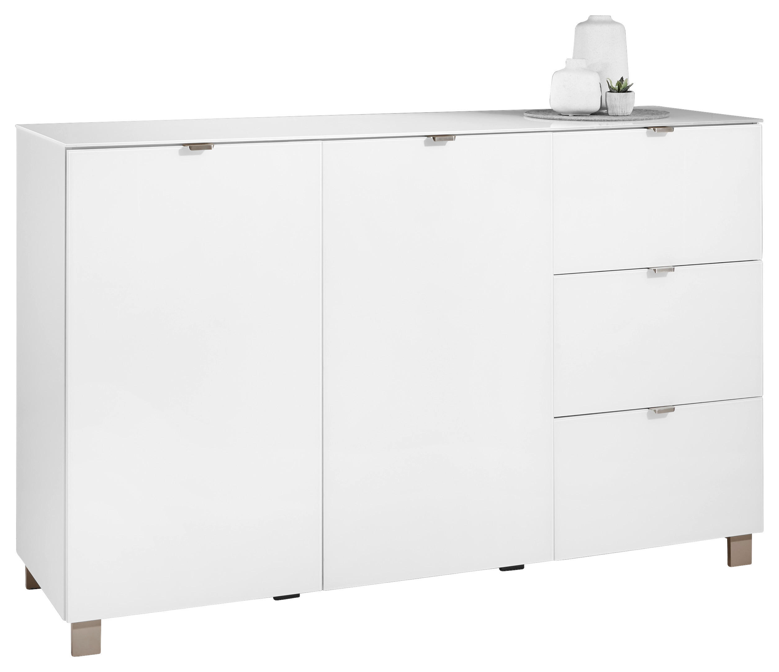 SIDEBOARD 165/105,1/52,2 cm - Edelstahlfarben/weiss, Design, Glas/Holzwerkstoff (165/105,1/52,2cm) - Hom`in