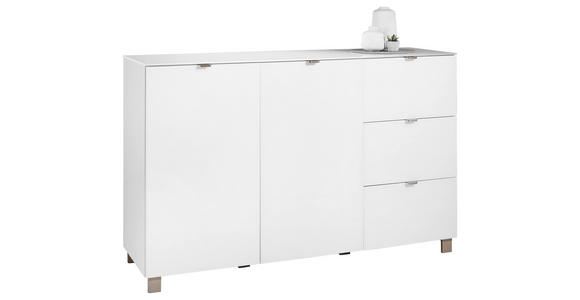 SIDEBOARD Weiß Befestigungsmaterial, Oberplatte - Edelstahlfarben/Champagner, Design, Glas/Holzwerkstoff (165/105,1/52,5cm) - Hom`in