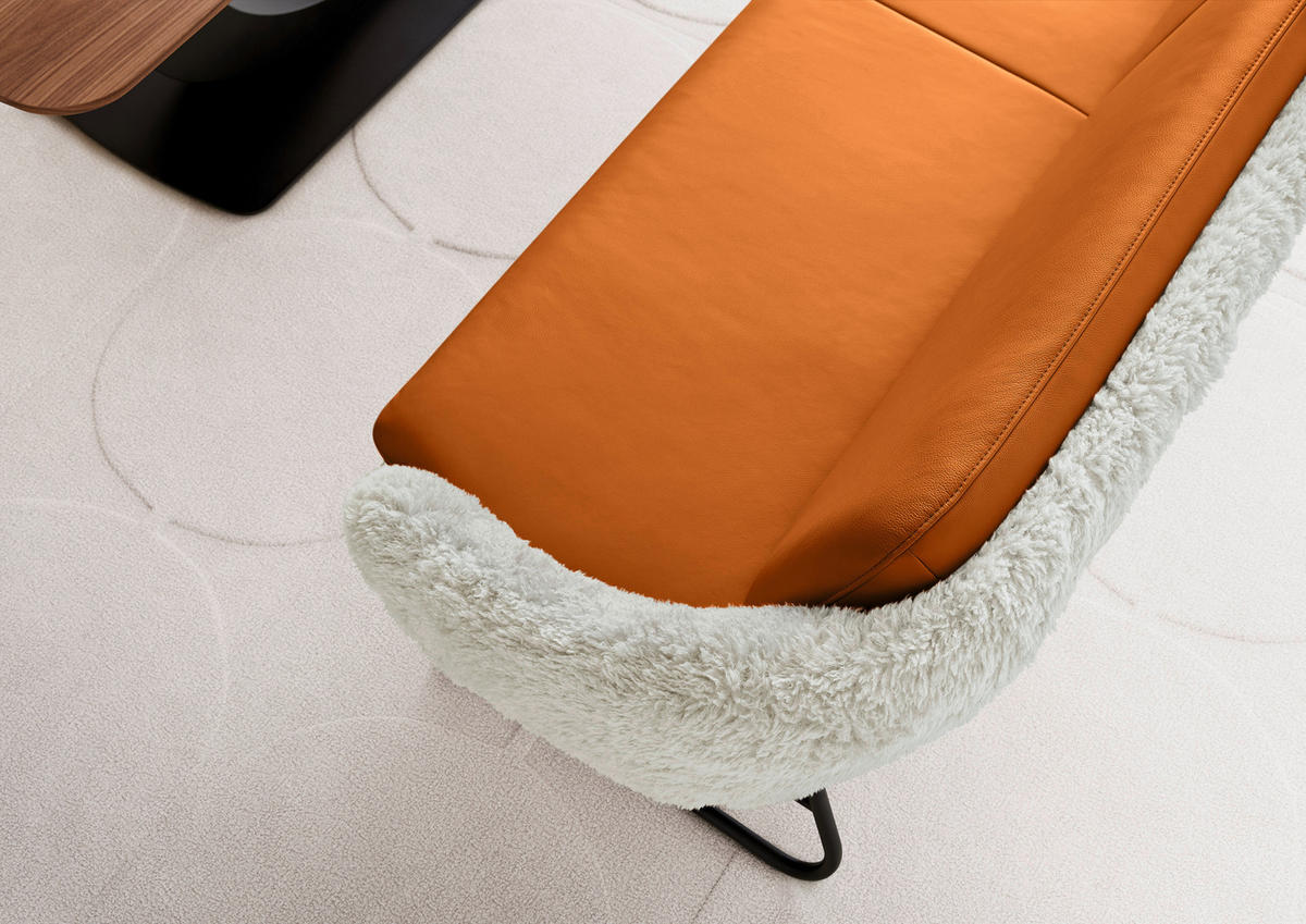 SITZBANK 219/87/78 cm  in Beige, Cognac  - Cognac/Beige, Design, Leder/Textil (219/87/78cm) - Koinor