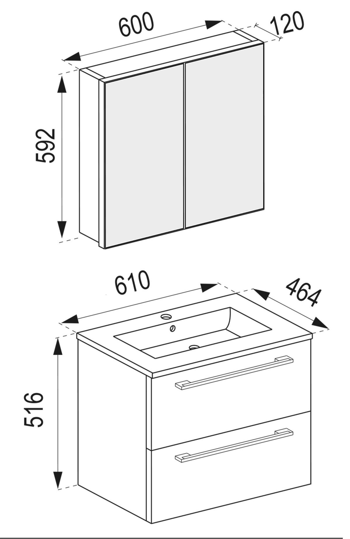 BADEZIMMER  in 127 cm  - Honigeiche/Weiß, MODERN, Keramik/Holzwerkstoff (127cm) - MID.YOU