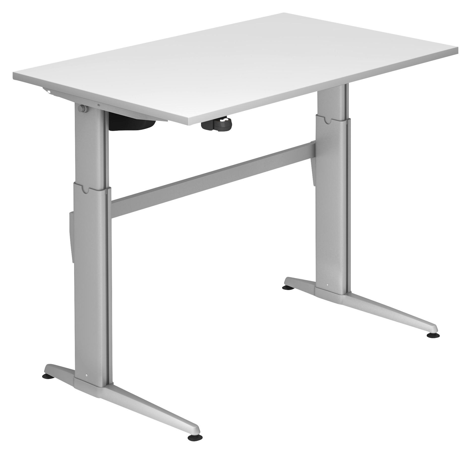 SCHREIBTISCH höhenverstellbar  - Silberfarben/Weiß, KONVENTIONELL, Holzwerkstoff/Metall (120/80/72-119cm) - Venda