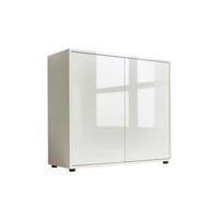 KOMODA, bílá, vysoce lesklá bílá, 79/73/33 cm - bílá/černá, Moderní, kompozitní dřevo/plast (79/73/33cm) - MID.YOU