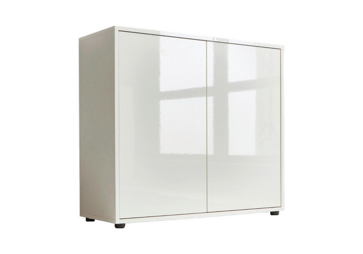 KOMODA, bílá, vysoce lesklá bílá, 79/73/33 cm - bílá/černá, Moderní, kompozitní dřevo/plast (79/73/33cm) - MID.YOU