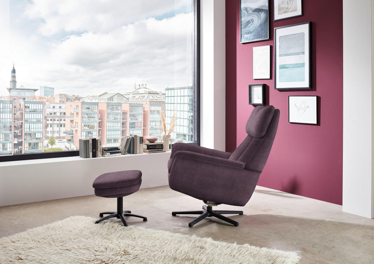 RELAXSESSEL in Textil Lila  - Lila/Schwarz, Design, Textil/Metall (79/108/89cm) - Beldomo Style