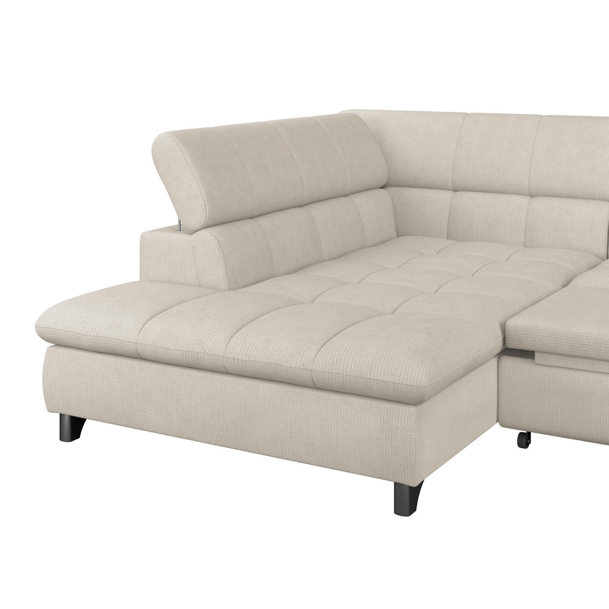 ECKSOFA Beige Chenille  - Chromfarben/Beige, KONVENTIONELL, Textil/Metall (234/312cm) - Livetastic