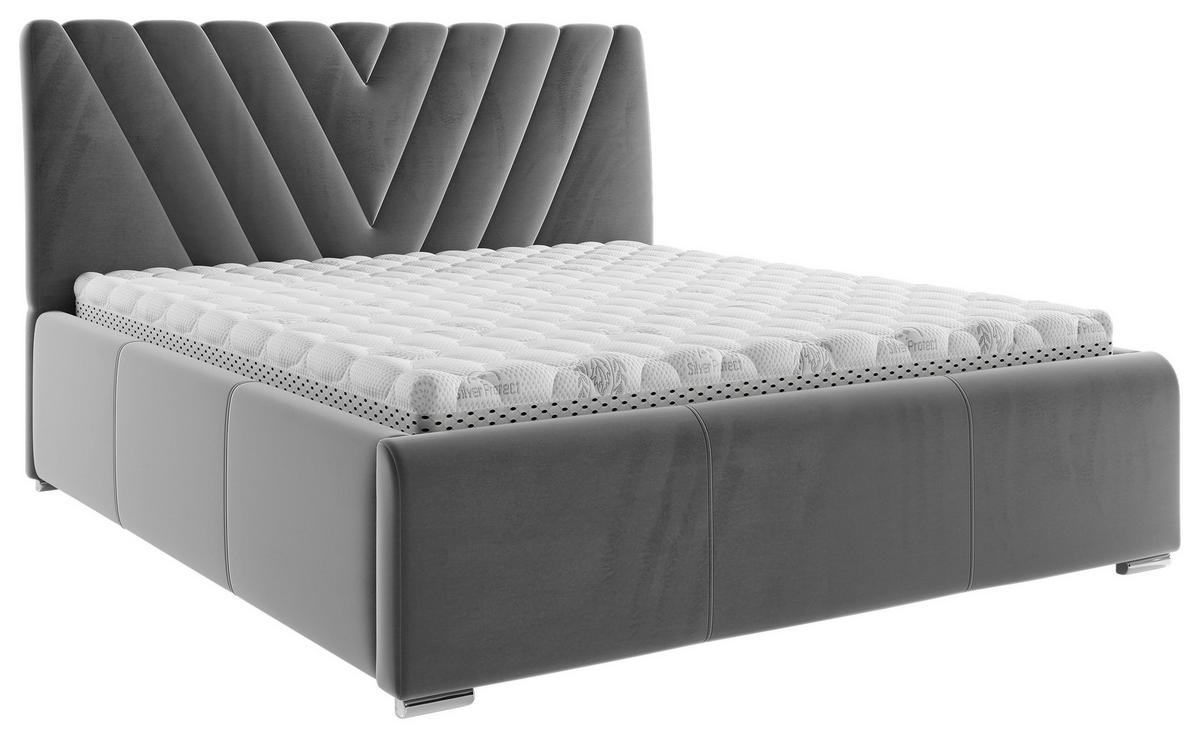 POLSTERBETT Lattenrost, Bettkasten Grau 180/200 cm  - Chromfarben/Bronzefarben, KONVENTIONELL, Holz/Kunststoff (180/200cm) - Boxxx