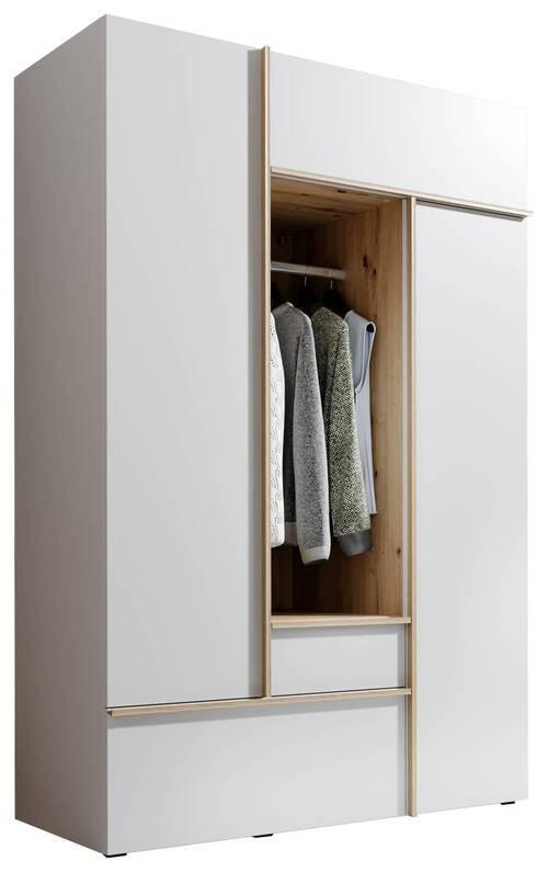 ŠATNÍ SKŘÍŇ, bílá, dub artisan, 135/204/59 cm - bílá/barvy dubu, Moderní, kompozitní dřevo/plast (135/204/59cm) - MID.YOU
