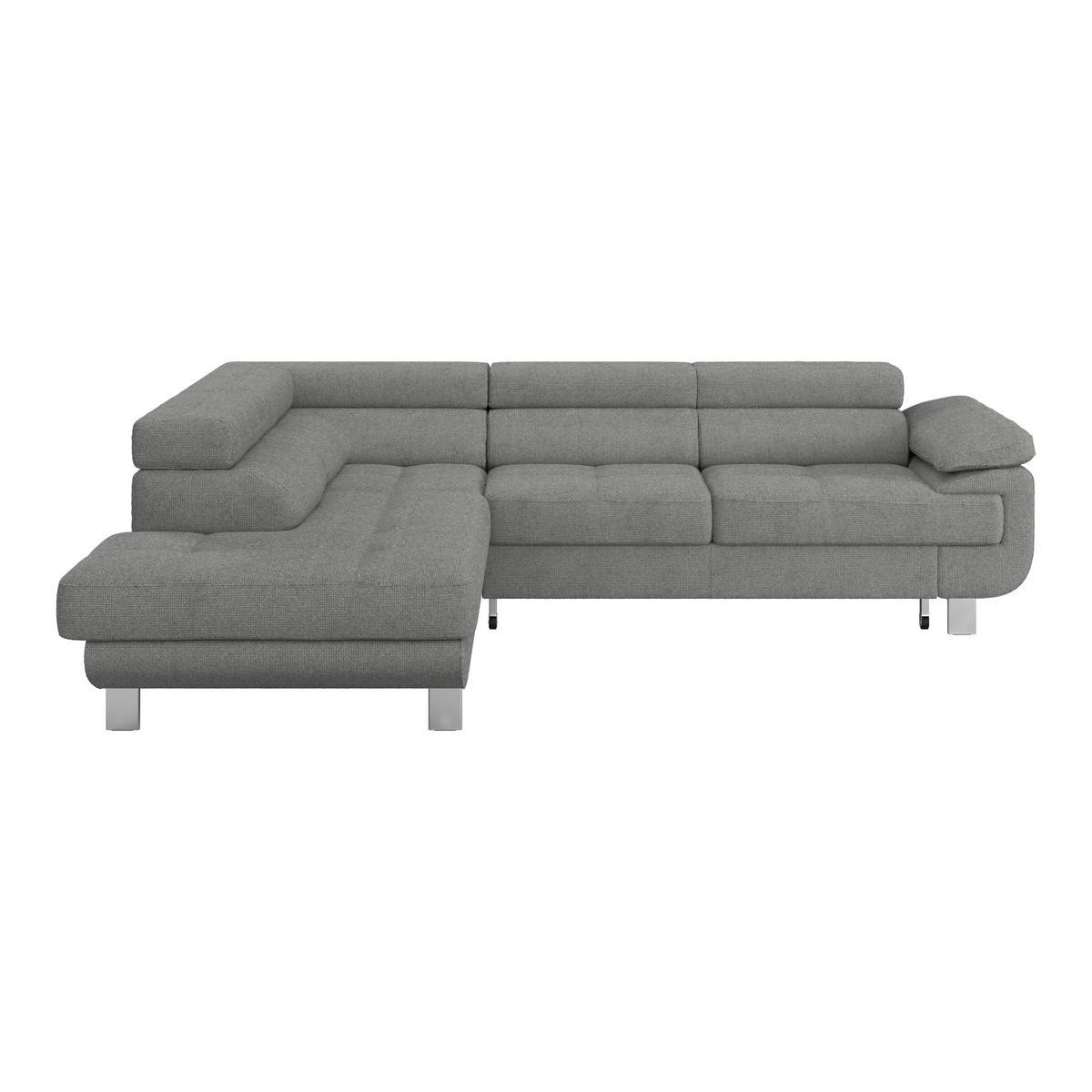 ECKSOFA Dunkelgrau Drell  - Dunkelgrau, MODERN, Textil/Metall (230/270cm) - MID.YOU