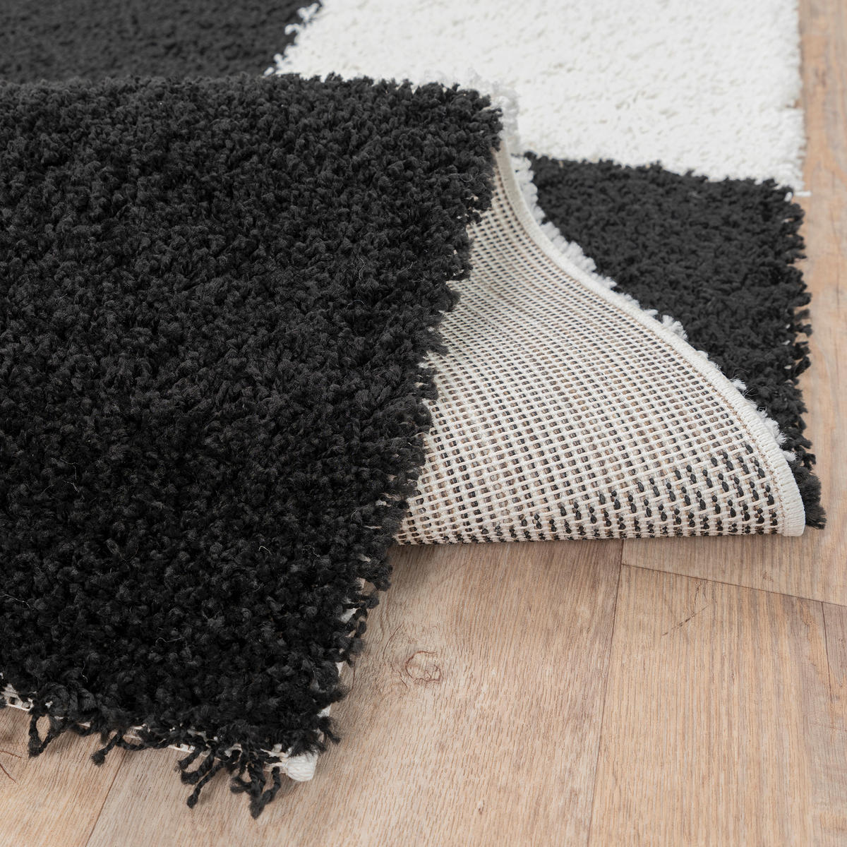 HOCHFLORTEPPICH 60/110 cm Milano Schwarz, Weiß  - Schwarz/Weiß, Basics, Kunststoff/Textil (60/110cm) - Novel