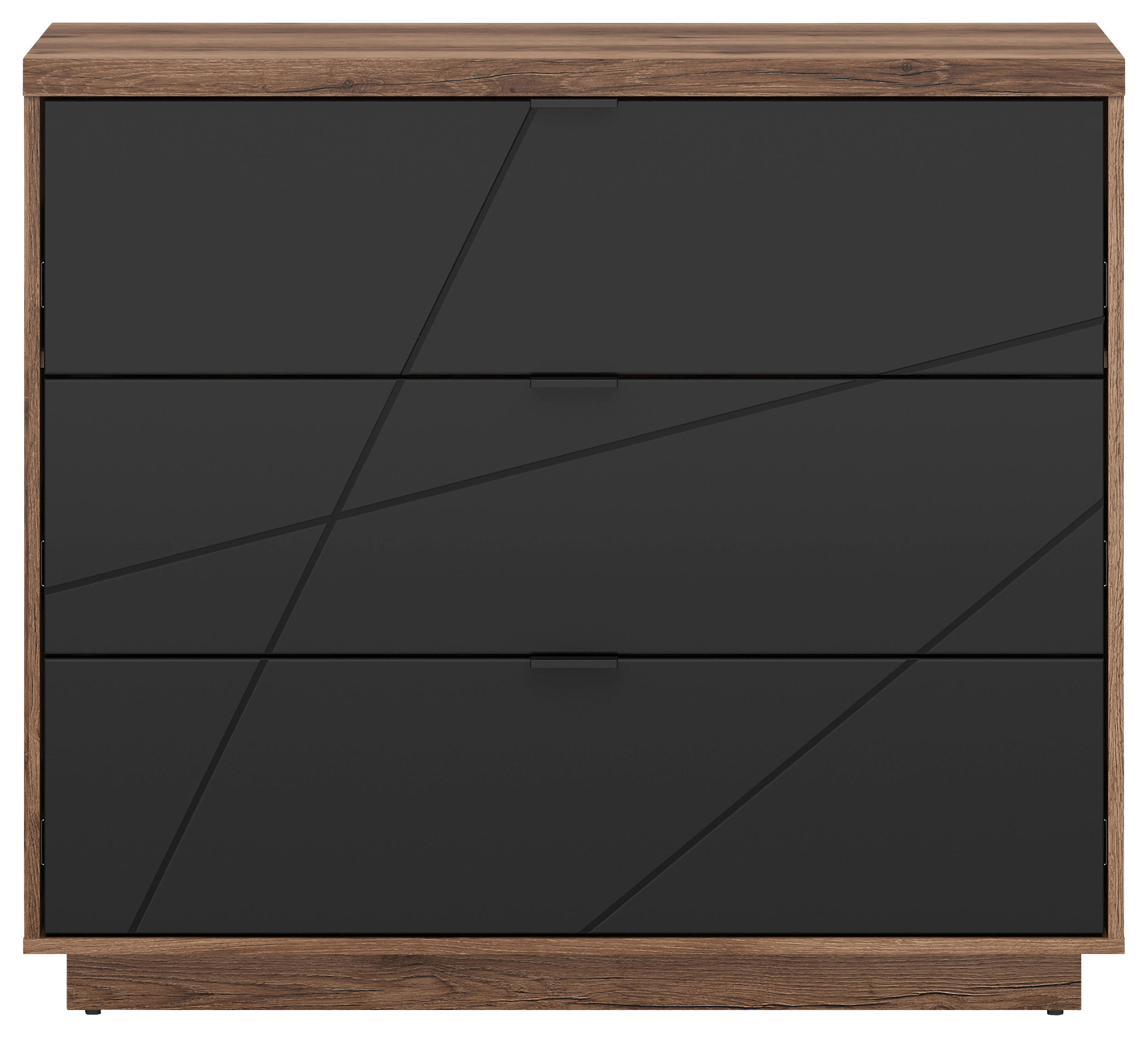 KOMMODE  in 106/93/42,5 cm  - Eichefarben/Schwarz, Design, Holzwerkstoff/Kunststoff (106/93/42,5cm)