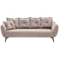 3-SITZER-SOFA in Mikrofaser Beige  - Beige/Schwarz, Modern, Textil/Metall (236/94/103cm) - Livetastic