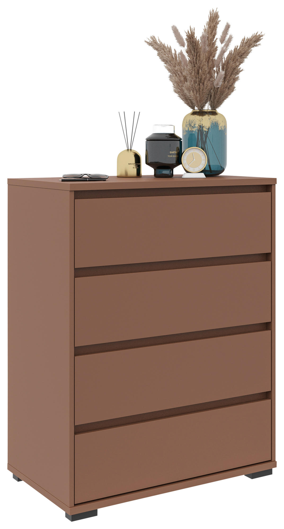 KOMMODE Line  in 80/103/48 cm  - Terracotta/Schwarz, Design, Holzwerkstoff/Kunststoff (80/103/48cm) - Carryhome