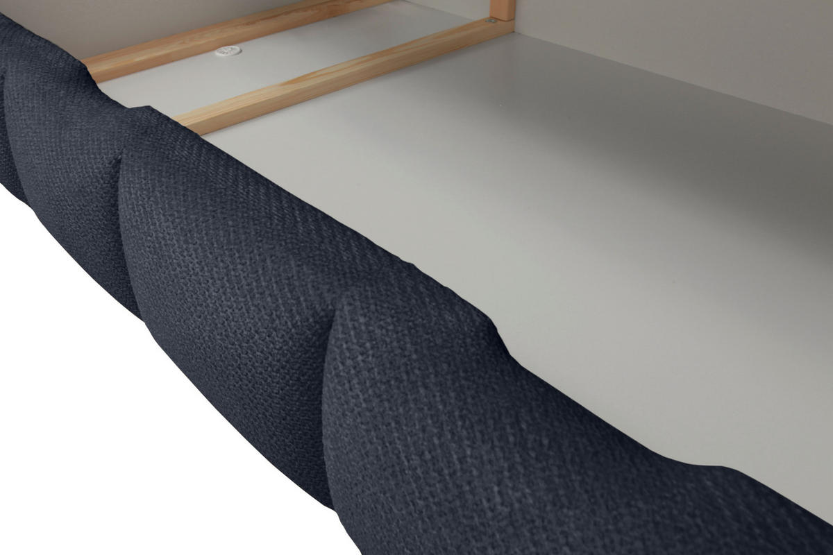 BOXBETT 140/200 cm,  in Blau, Bettkasten, Topper, H3 + H3 = fest  - Blau/Schwarz, Trend, Textil/Metall (140/200cm) - Esposa