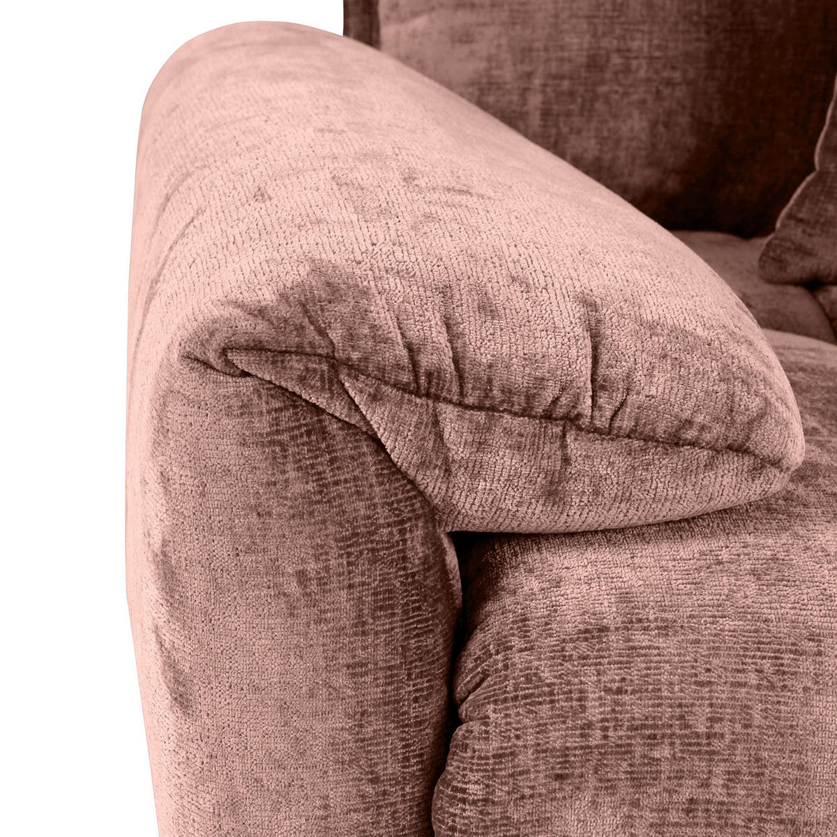 BIGSOFA in Chenille Altrosa  - Schwarz/Altrosa, Design, Kunststoff/Textil (265/67/130cm) - home24