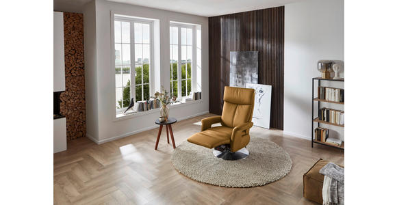 RELAXSESSEL in Leder Cognac - Edelstahlfarben/Cognac, Design, Leder/Metall (78/112/85cm) - Cantus