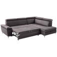 ECKSOFA in Samt Grau  - Chromfarben/Grau, KONVENTIONELL, Textil/Metall (271/206cm) - Carryhome