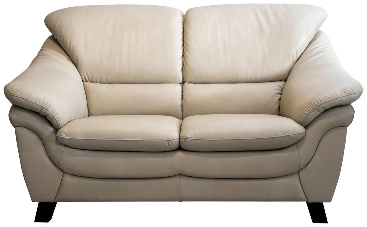 KÉTÜLÉSES KANAPÉ bőr ekrü  - diófa színű/ekrü, bőr/fa (160/96/102cm) - Andante