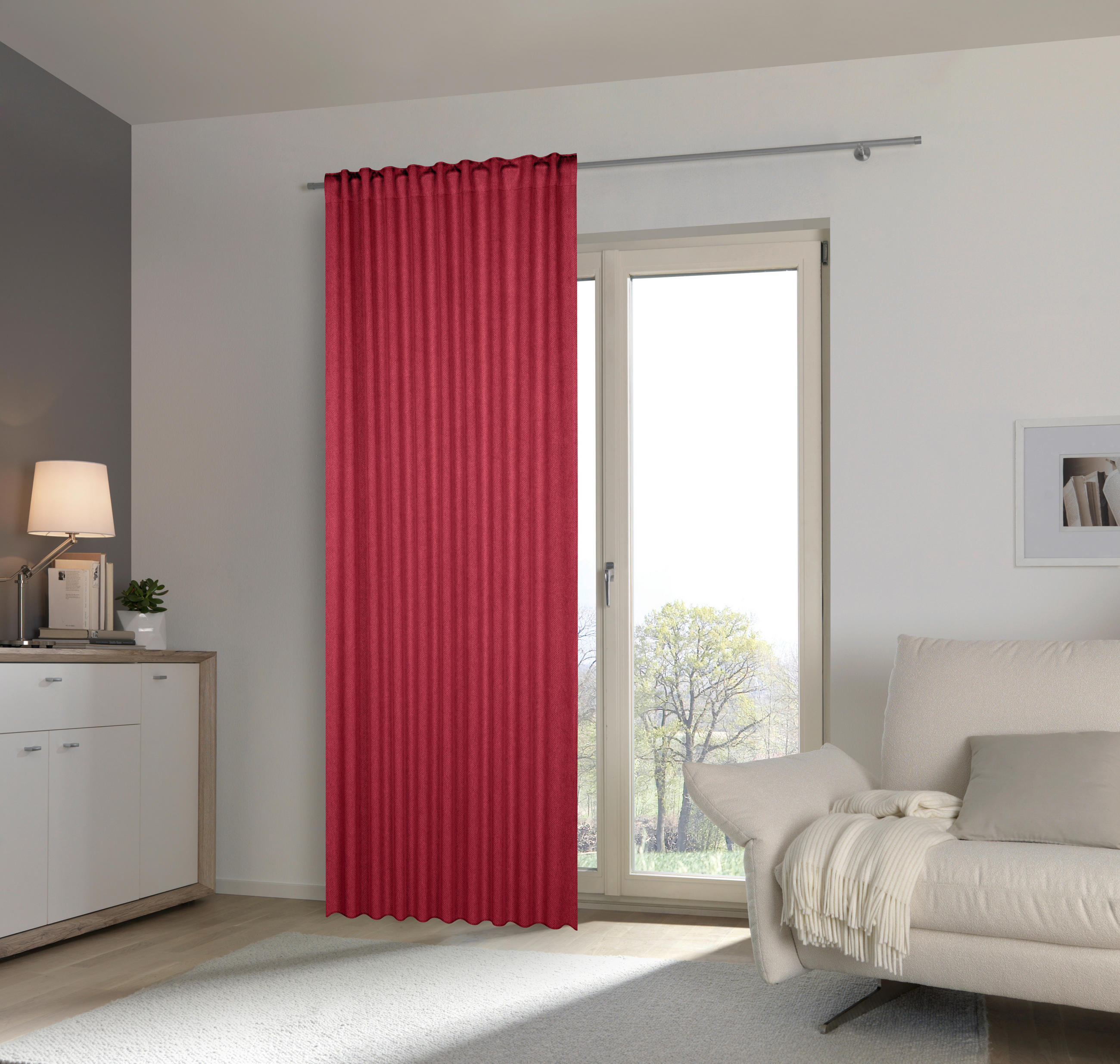 FERTIGVORHANG  blickdicht   135/245 cm  - Rot, Basics, Textil (135/245cm) - Esposa
